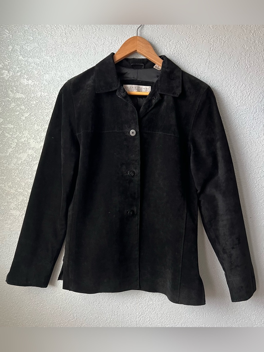 Vintage Y2K Valerie Stevens Silky Suede Black Leather Jacket Women’s S